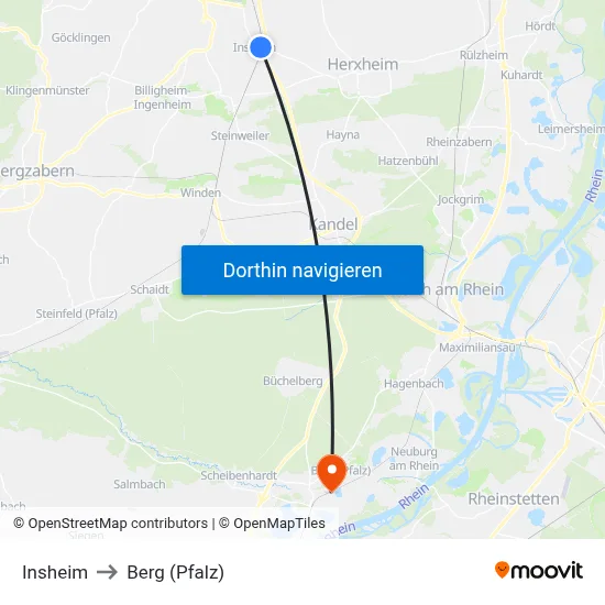 Insheim to Berg (Pfalz) map