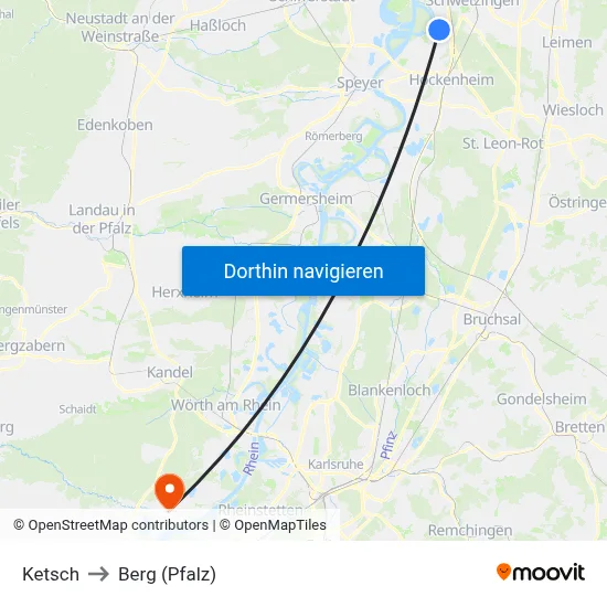Ketsch to Berg (Pfalz) map