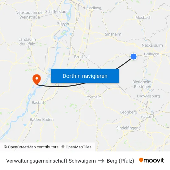 Verwaltungsgemeinschaft Schwaigern to Berg (Pfalz) map