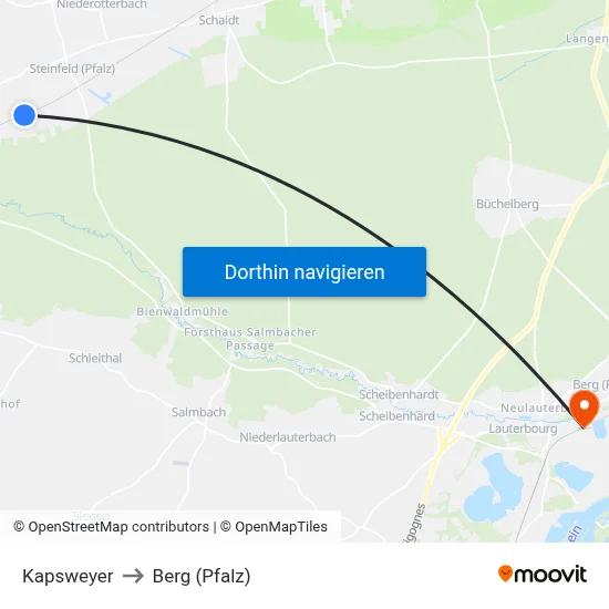 Kapsweyer to Berg (Pfalz) map