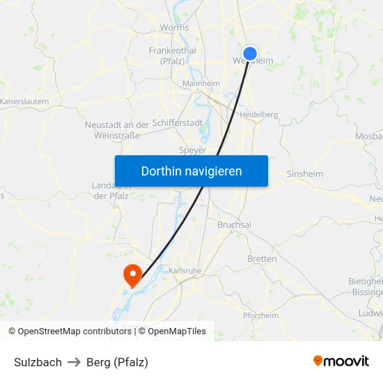 Sulzbach to Berg (Pfalz) map