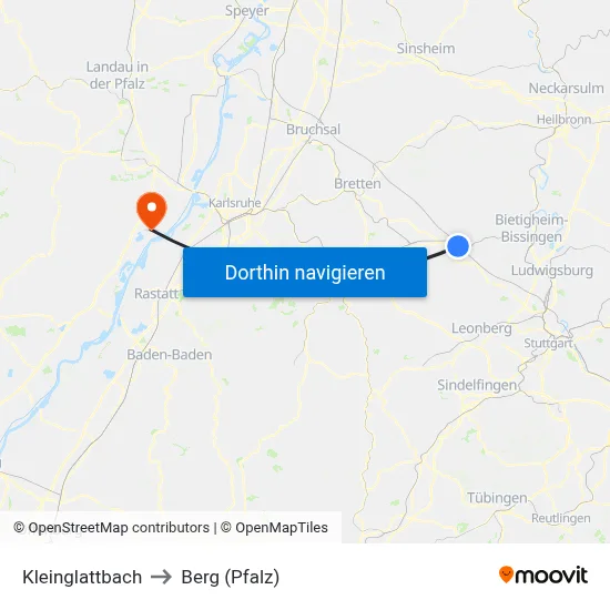 Kleinglattbach to Berg (Pfalz) map