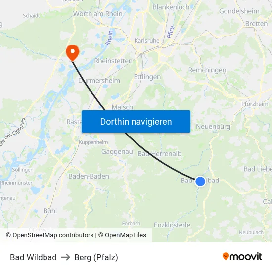 Bad Wildbad to Berg (Pfalz) map