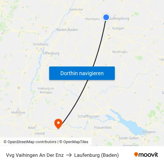 Vvg Vaihingen An Der Enz to Laufenburg (Baden) map