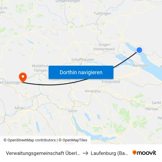 Verwaltungsgemeinschaft Überlingen to Laufenburg (Baden) map