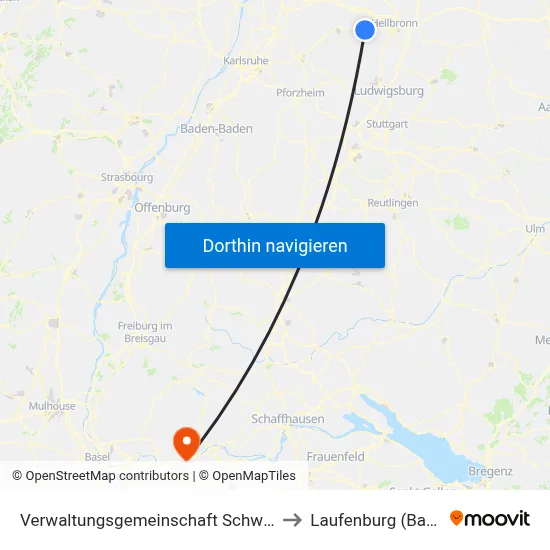 Verwaltungsgemeinschaft Schwaigern to Laufenburg (Baden) map