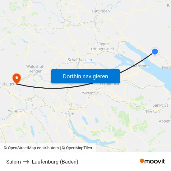 Salem to Laufenburg (Baden) map