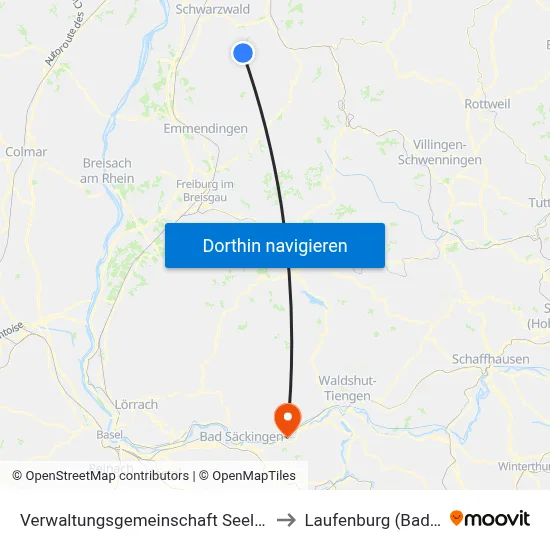 Verwaltungsgemeinschaft Seelbach to Laufenburg (Baden) map
