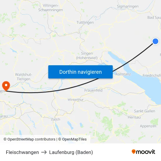 Fleischwangen to Laufenburg (Baden) map