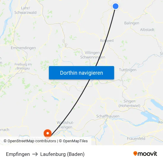 Empfingen to Laufenburg (Baden) map