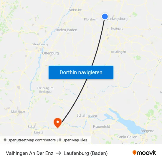 Vaihingen An Der Enz to Laufenburg (Baden) map