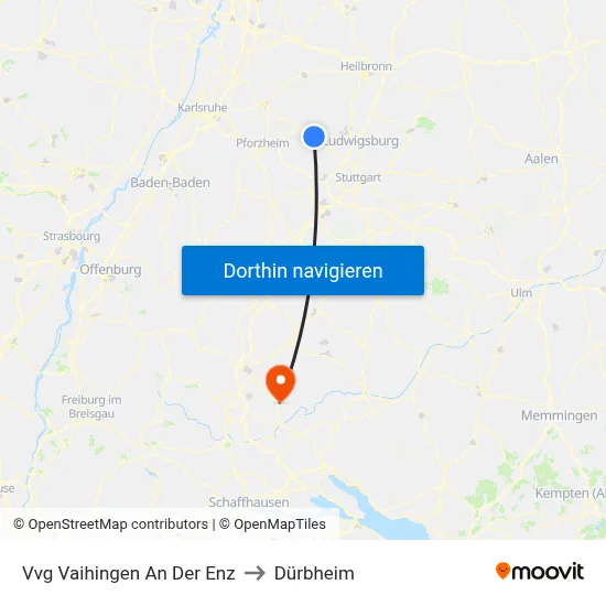 Vvg Vaihingen An Der Enz to Dürbheim map