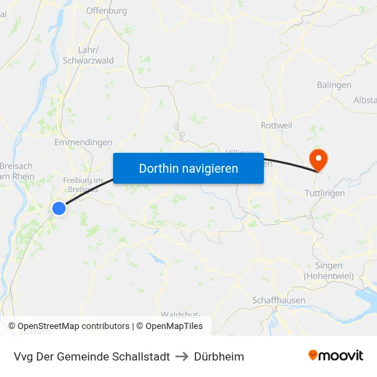 Vvg Der Gemeinde Schallstadt to Dürbheim map