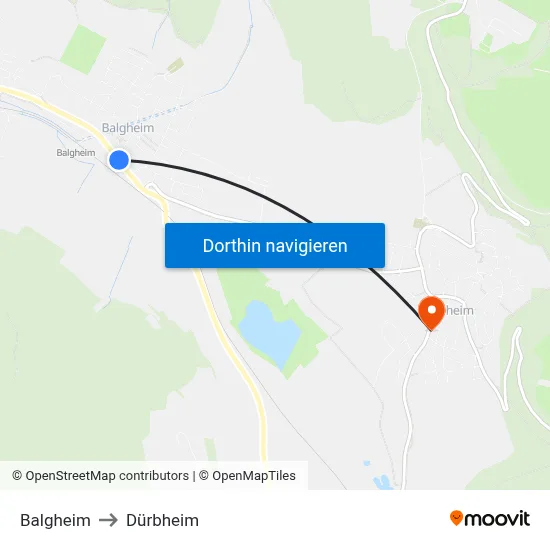 Balgheim to Dürbheim map