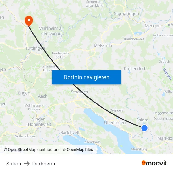 Salem to Dürbheim map