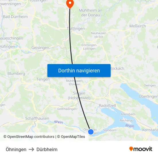 Öhningen to Dürbheim map