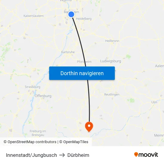 Innenstadt/Jungbusch to Dürbheim map