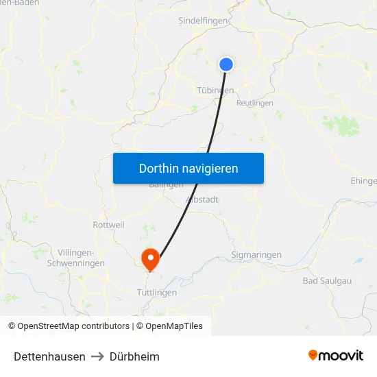 Dettenhausen to Dürbheim map
