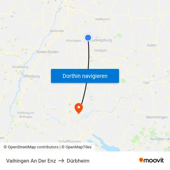 Vaihingen An Der Enz to Dürbheim map