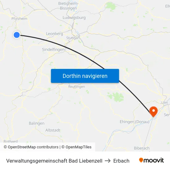 Verwaltungsgemeinschaft Bad Liebenzell to Erbach map