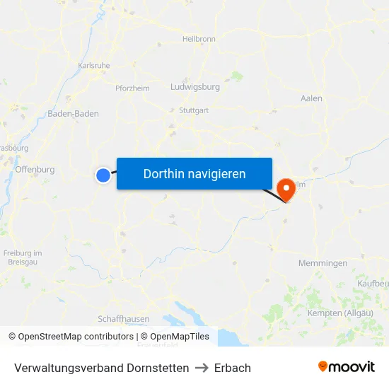 Verwaltungsverband Dornstetten to Erbach map