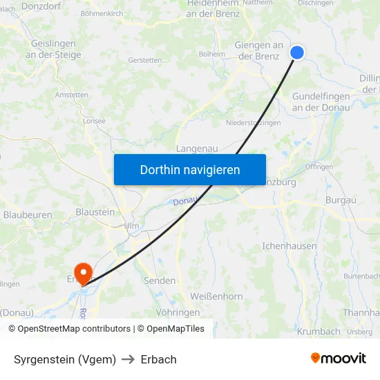 Syrgenstein (Vgem) to Erbach map