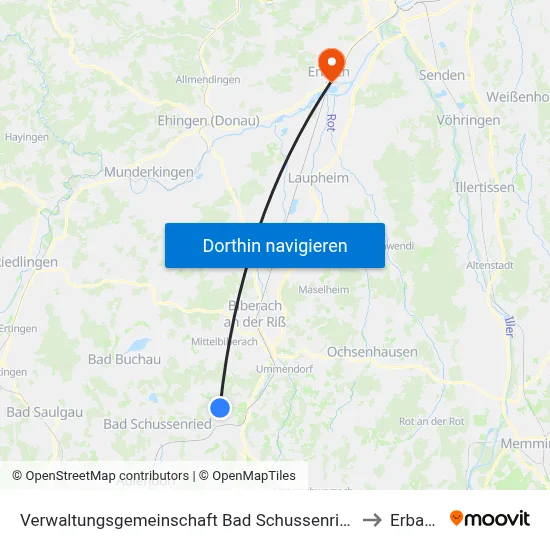 Verwaltungsgemeinschaft Bad Schussenried to Erbach map