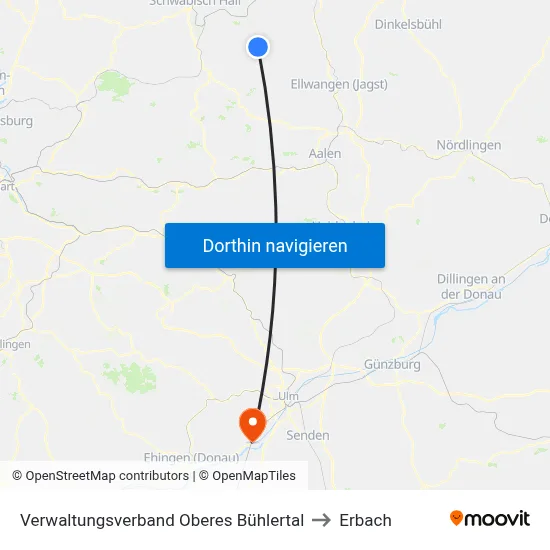 Verwaltungsverband Oberes Bühlertal to Erbach map