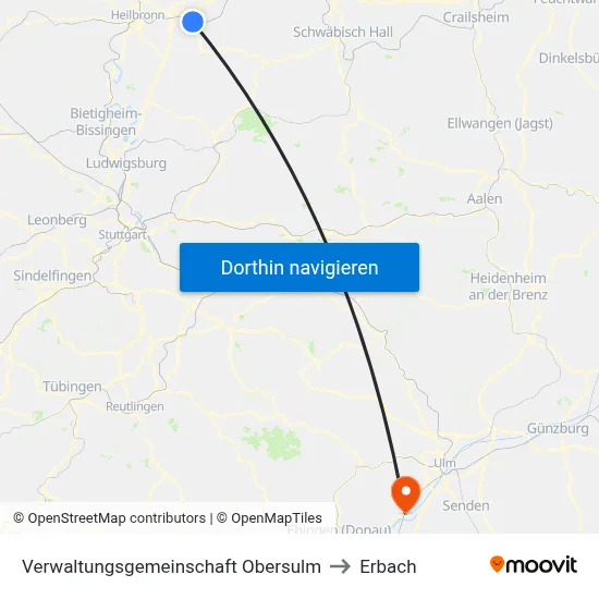 Verwaltungsgemeinschaft Obersulm to Erbach map