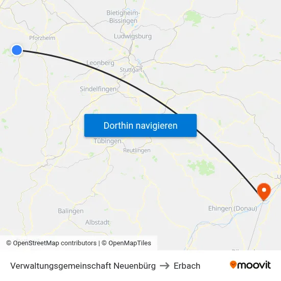 Verwaltungsgemeinschaft Neuenbürg to Erbach map