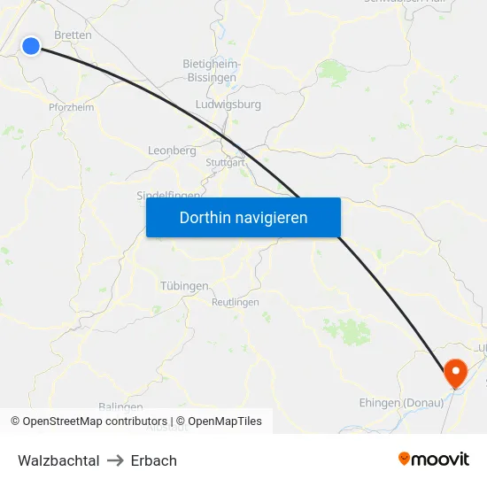 Walzbachtal to Erbach map
