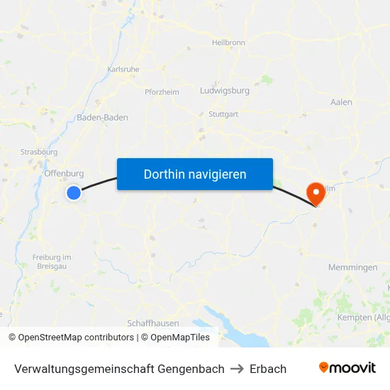 Verwaltungsgemeinschaft Gengenbach to Erbach map