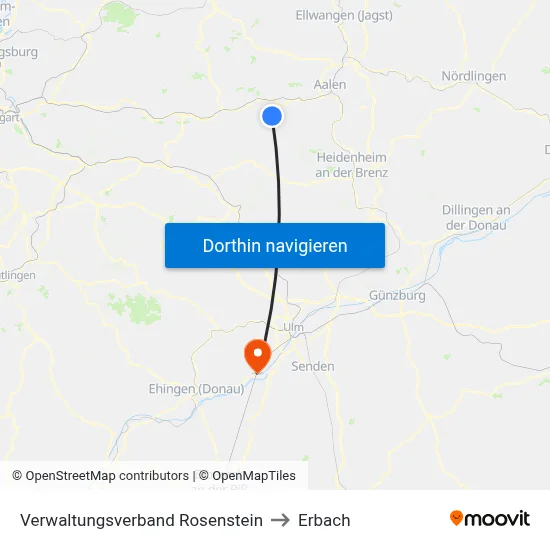 Verwaltungsverband Rosenstein to Erbach map