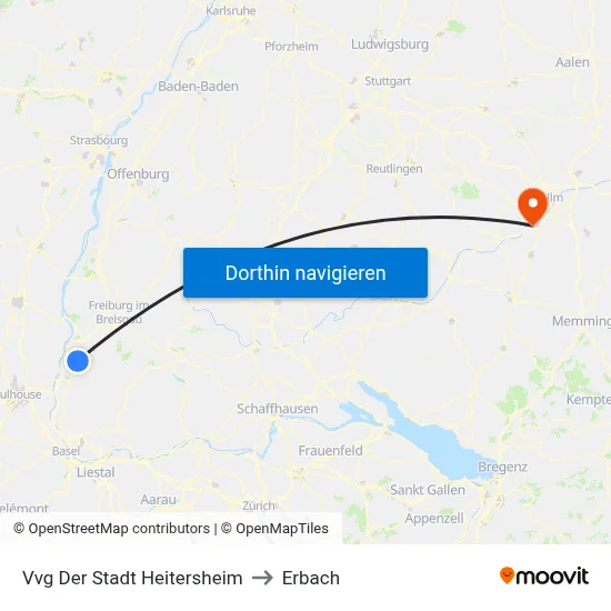 Vvg Der Stadt Heitersheim to Erbach map