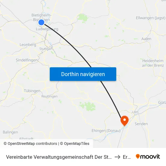 Vereinbarte Verwaltungsgemeinschaft Der Stadt Bietigheim-Bissingen to Erbach map