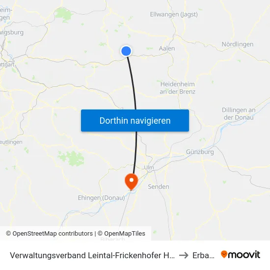 Verwaltungsverband Leintal-Frickenhofer Höhe to Erbach map