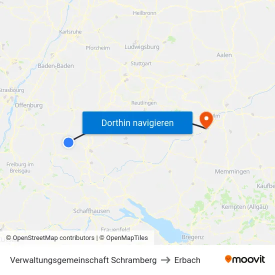 Verwaltungsgemeinschaft Schramberg to Erbach map