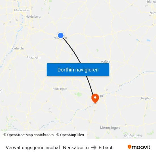 Verwaltungsgemeinschaft Neckarsulm to Erbach map