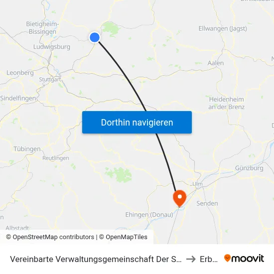 Vereinbarte Verwaltungsgemeinschaft Der Stadt Backnang to Erbach map