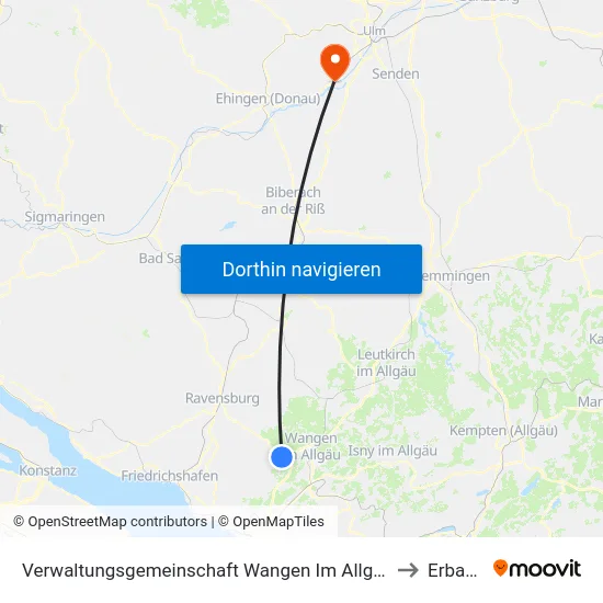 Verwaltungsgemeinschaft Wangen Im Allgäu to Erbach map