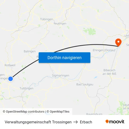 Verwaltungsgemeinschaft Trossingen to Erbach map