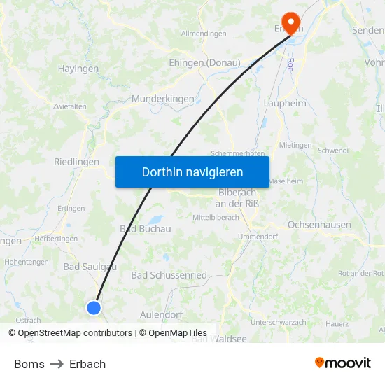 Boms to Erbach map