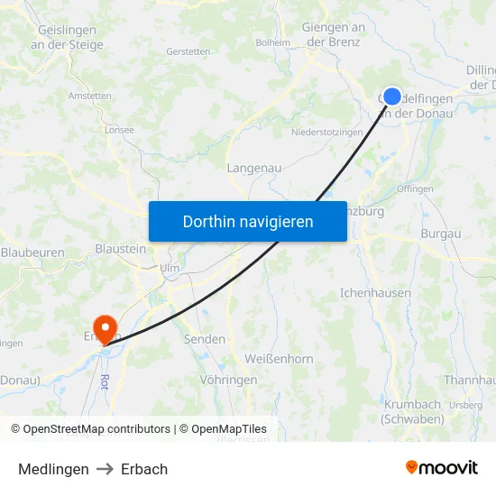 Medlingen to Erbach map