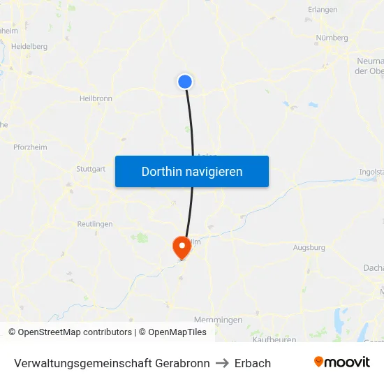 Verwaltungsgemeinschaft Gerabronn to Erbach map