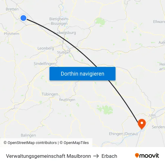 Verwaltungsgemeinschaft Maulbronn to Erbach map