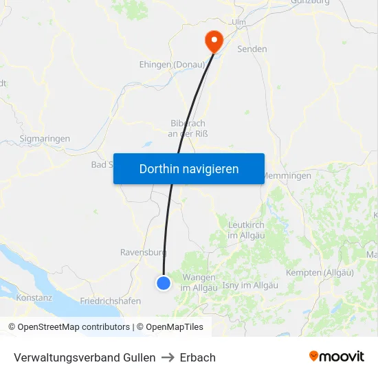 Verwaltungsverband Gullen to Erbach map