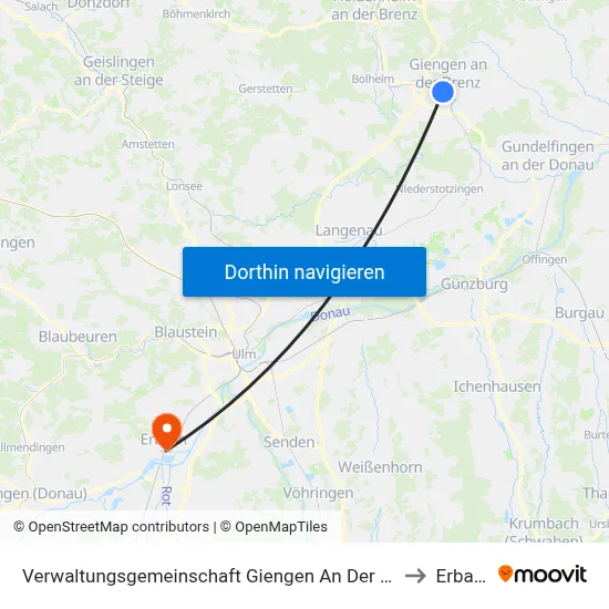 Verwaltungsgemeinschaft Giengen An Der Brenz to Erbach map