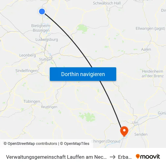 Verwaltungsgemeinschaft Lauffen am Neckar to Erbach map
