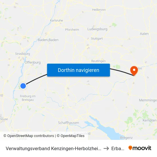 Verwaltungsverband Kenzingen-Herbolzheim to Erbach map