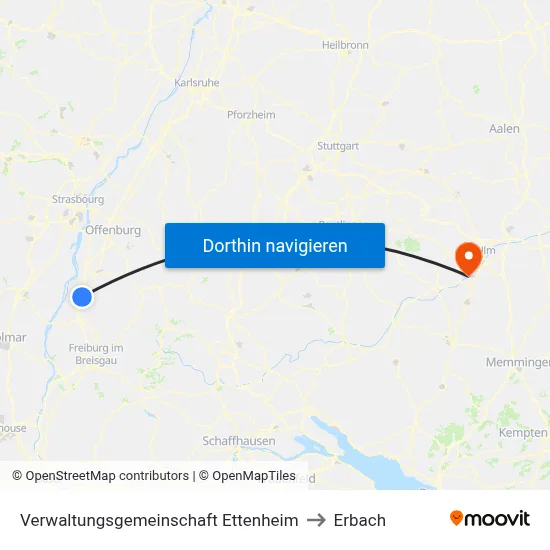 Verwaltungsgemeinschaft Ettenheim to Erbach map